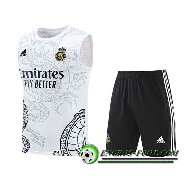 Ensemble Training Debardeur + Shorts Real Madrid Blanc/Noir 2024/2025