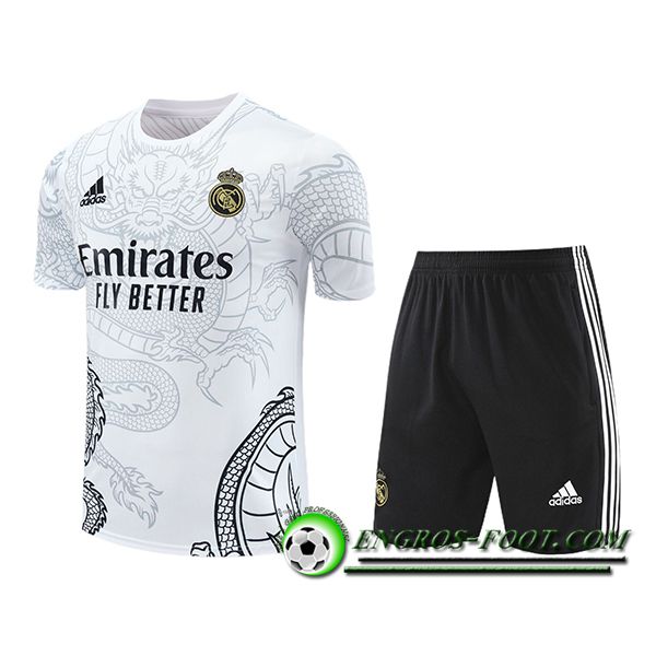 Ensemble Training T-Shirts + Shorts Real Madrid Blanc/Noir 2024/2025 -02