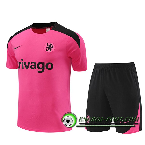 Ensemble Training T-Shirts + Shorts FC Chelsea Rose/Noir 2024/2025