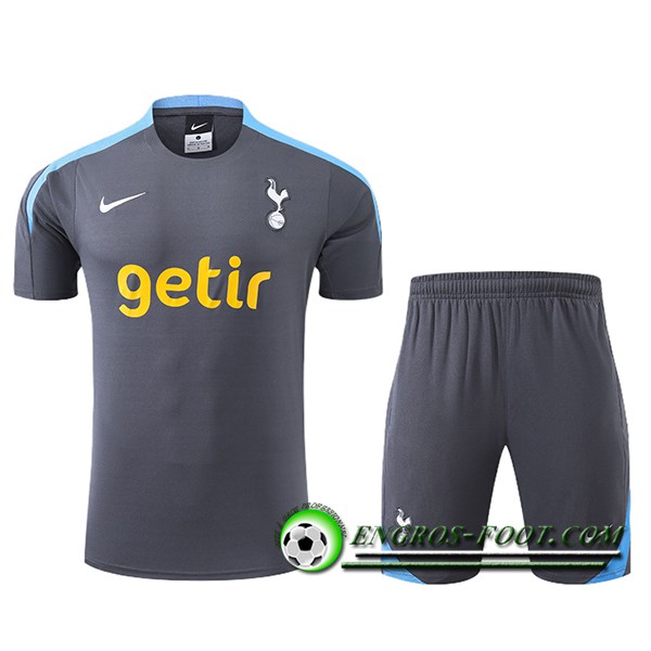 Ensemble Training T-Shirts + Shorts Tottenham Hotspur Gris/Bleu 2024/2025 -02