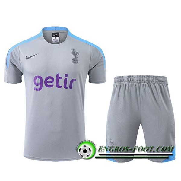 Ensemble Training T-Shirts + Shorts Tottenham Hotspur Gris/Bleu 2024/2025 -03