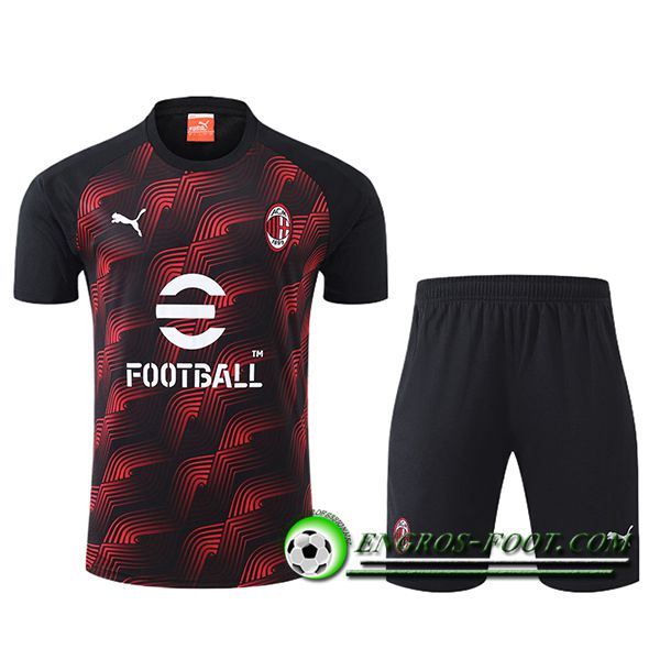 Ensemble Training T-Shirts + Shorts Milan AC Noir/Rouge 2024/2025 -02