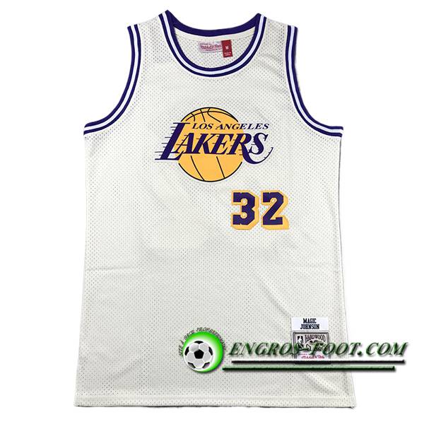 Maillot Los Angeles Lakers (JOHNSON #32) 2024/25 Blanc/Jaune/Pourpre