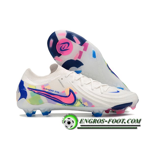 Nike Chaussures de Foot Phantom Luna Elite NU FG Blanc/Rose/Bleu -02