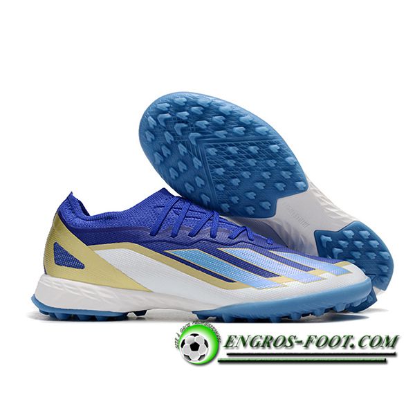 Adidas Chaussures de Foot X CRAZYFAST.1 TF BOOTS Blanc/Bleu/Jaune