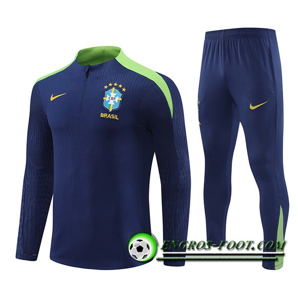 Ensemble Survetement de Foot Brésil Bleu/Vert 2024/2025