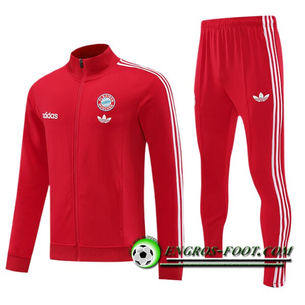 Ensemble Survetement de Foot Veste Foot Bayern Munich Rouge 2024/2025