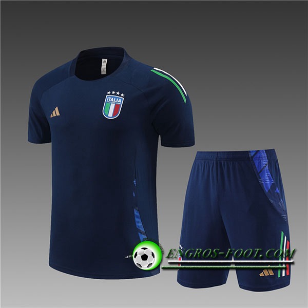 Ensemble Training T-Shirts + Shorts Italie Enfant Bleu 2024/2025