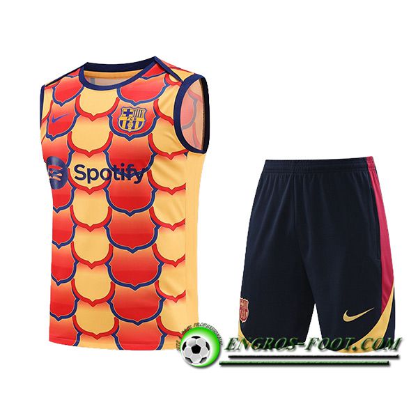 Ensemble Training Debardeur FC Barcelone Orange/Rouge 2024/2025