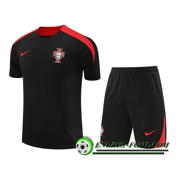 Ensemble Training T-Shirts Portugal Noir/Rouge 2024/2025