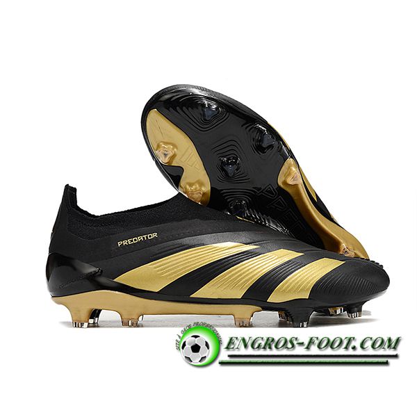 Adidas Chaussures de Foot PREDATOR ELITE LACELESS BOOTS FG Noir/Jaune