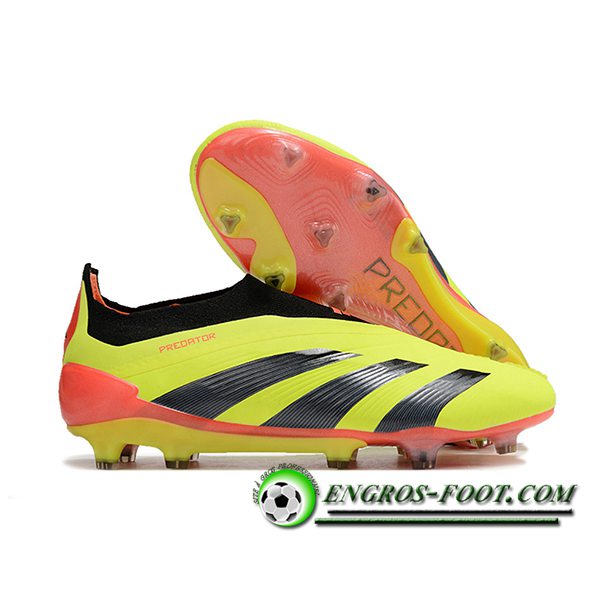 Adidas Chaussures de Foot PREDATOR ELITE LACELESS BOOTS FG Vert/Noir/Orange