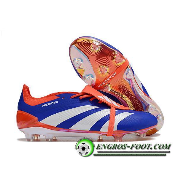 Adidas Chaussures de Foot Predator Elite Tongue FG Blanc/Orange/Bleu