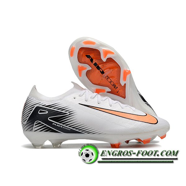 Nike Chaussures de Foot AIR Zoom Mercurial Vapor 16 Elite XXV FG Blanc/Noir/Orange