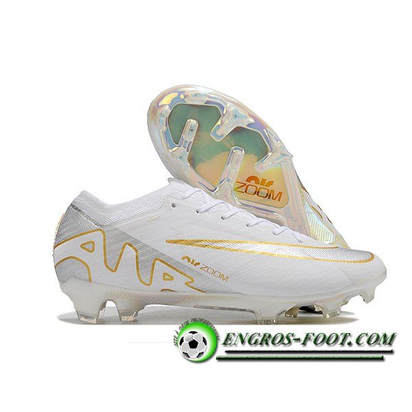 Nike Chaussures de Foot AIR Zoom Mercurial Vapor 15 Elite XXV FG Blanc/Gris/Jaune