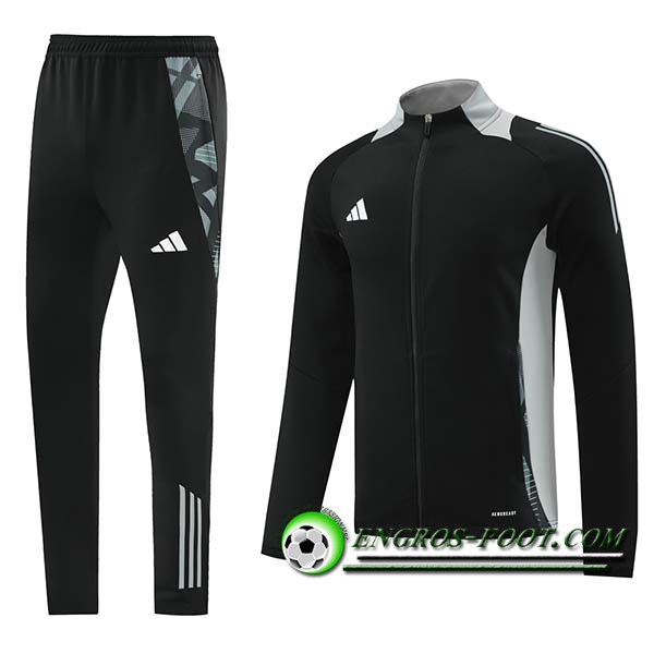 Ensemble Survetement de Foot Veste Foot Adidas Noir/Gris 2024/2025