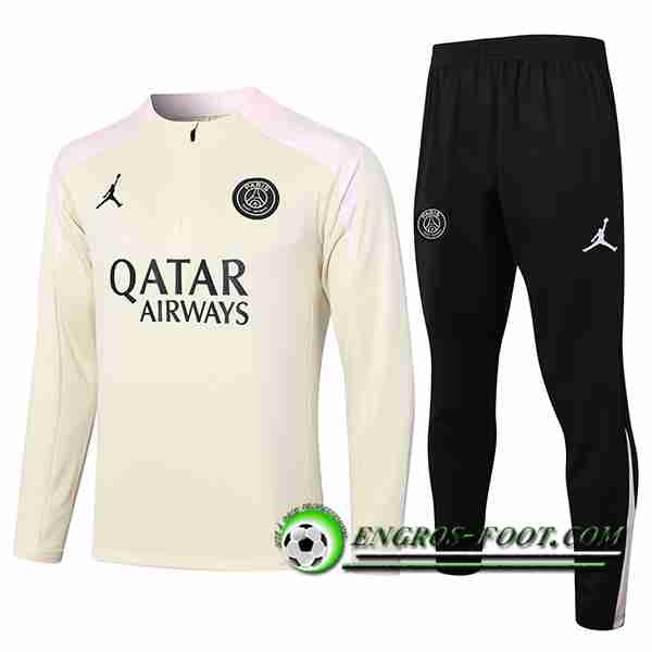 Ensemble Survetement de Foot PSG Beige/Noir 2024/2025