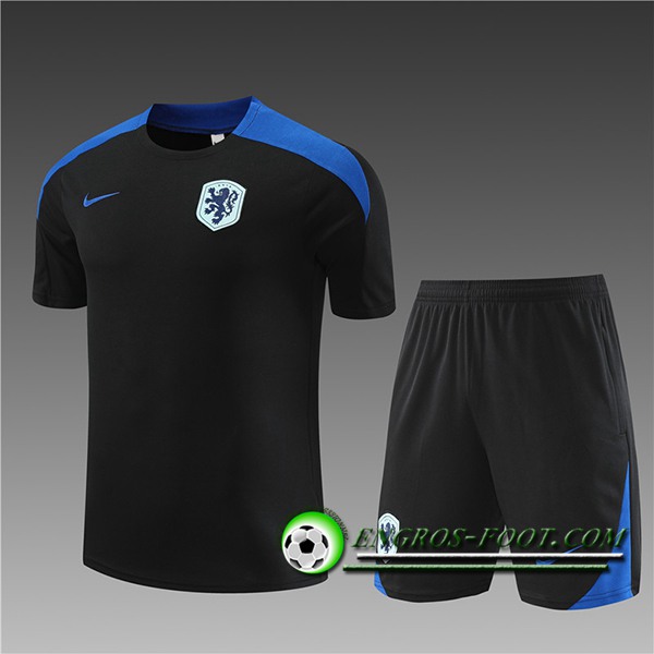 Ensemble Training T-Shirts Pays-Bas Enfant Noir/Bleu 2024/2025