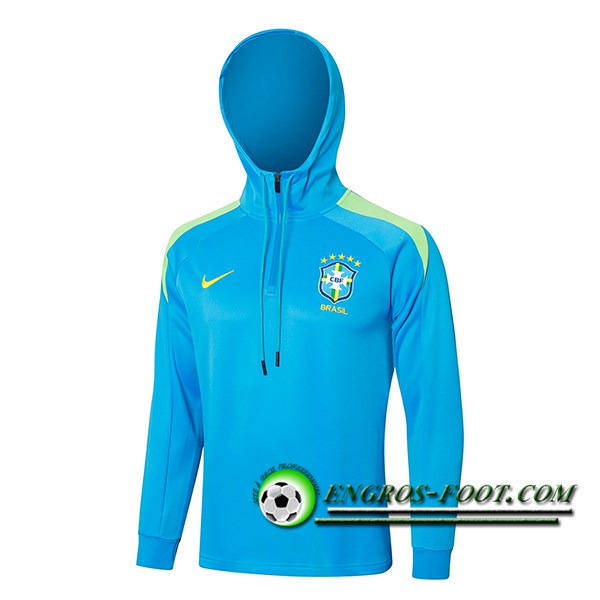 Veste A Capuche Brésil Bleu/Vert 2024/2025