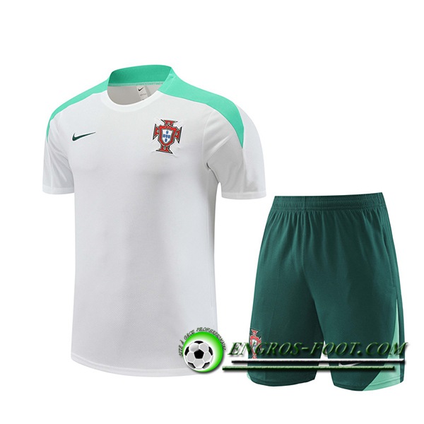 Ensemble Training T-Shirts Portugal Blanc/Vert 2024/2025