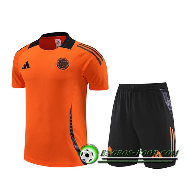 Ensemble Training T-Shirts Colombie Orange/Noir 2024/2025