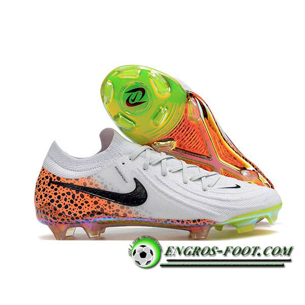 Nike Chaussures de Foot Phantom Luna Elite NU FG Blanc/Orange/Noir