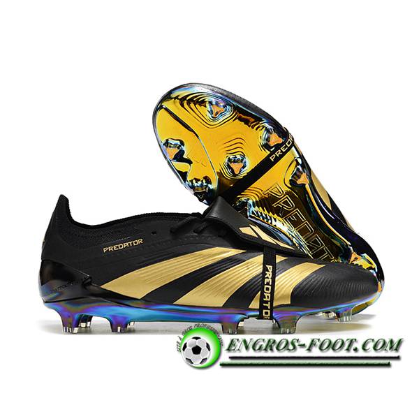 Adidas Chaussures de Foot Predator Elite Tongue FG Noir/Jaune