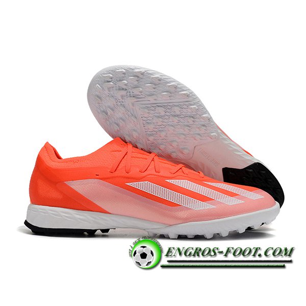 Adidas Chaussures de Foot X CRAZYFAST.1 TF BOOTS Orange/Blanc