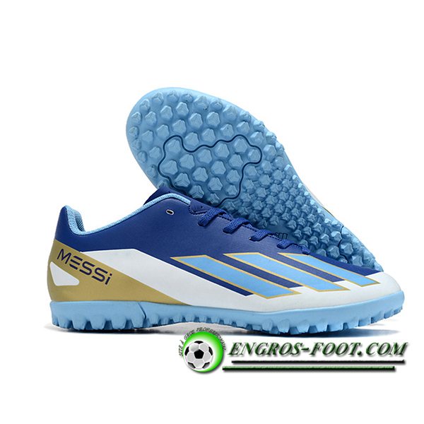 Adidas Chaussures de Foot X GHOSTED.4 TF Bleu/Blanc/Jaune