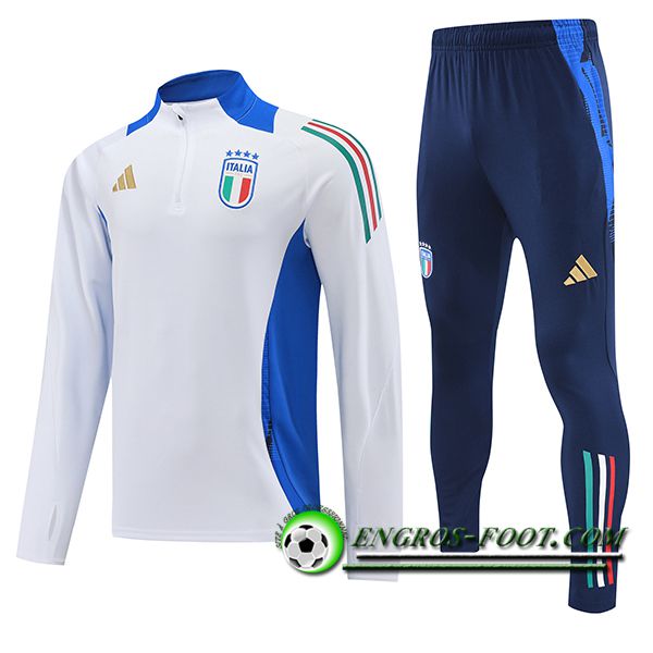 Ensemble Survetement de Foot Italie Blanc/Bleu 2024/2025 -04