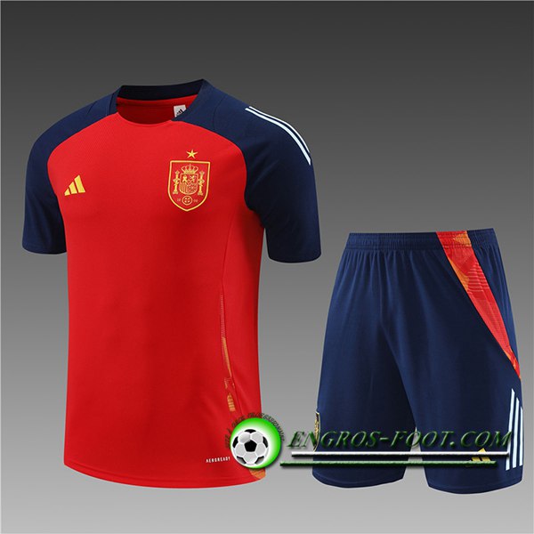 Ensemble Training T-Shirts Espagne Enfant Rouge/Bleu 2024/2025