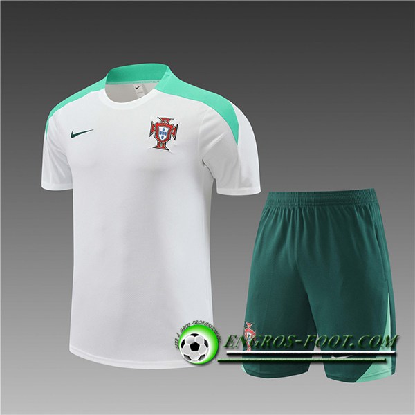 Ensemble Training T-Shirts Portugal Enfant Blanc/Vert 2024/2025