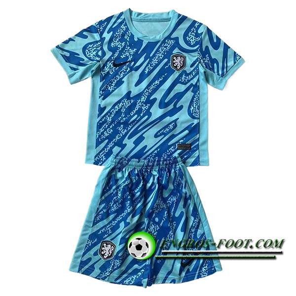 Maillot de Foot Pays-Bas Enfant Gardien De But Bleu Clair 2024/2025