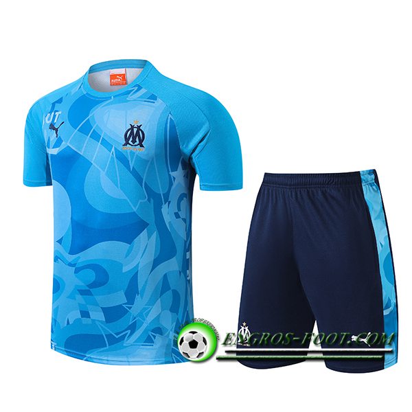 Ensemble Training T-Shirts Marseille Bleu 2024/2025