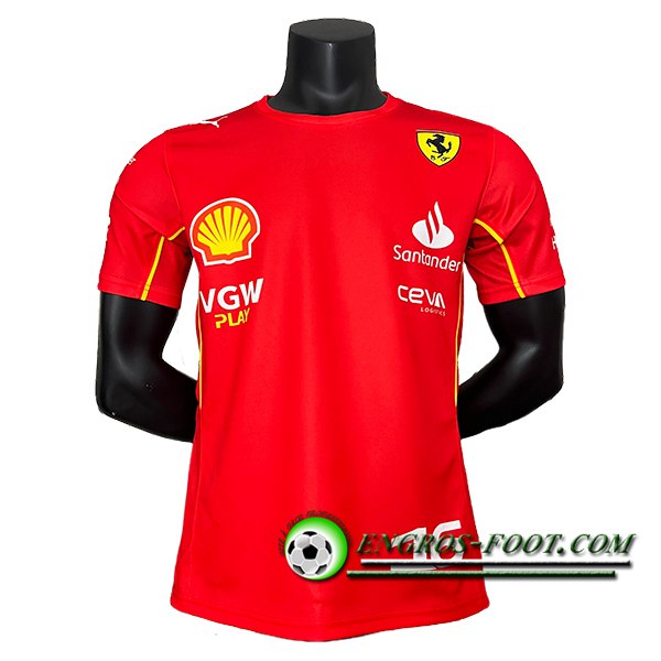 T-Shirt F1 Scuderia Ferrari Team #16 Rouge/Jaune 2024