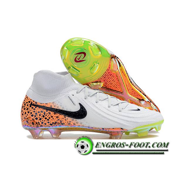 Nike Chaussures de Foot Phantom Luna Elite NU FG Blanc/Noir/Orange -02