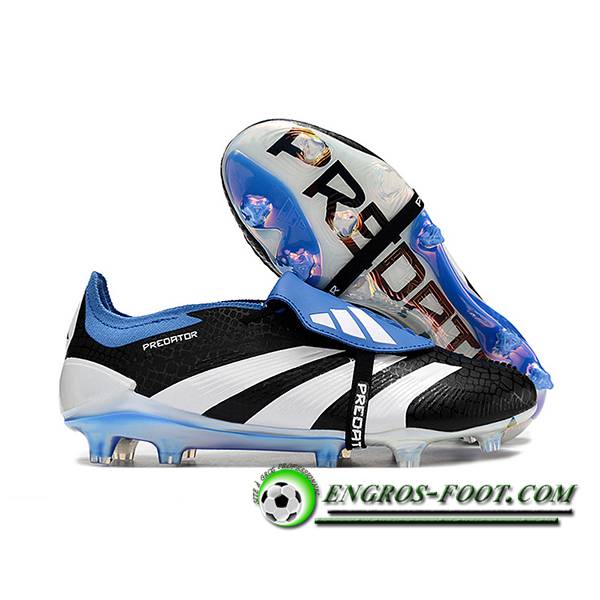 Adidas Chaussures de Foot Predator Elite Tongue FG Blanc/Noir/Bleu