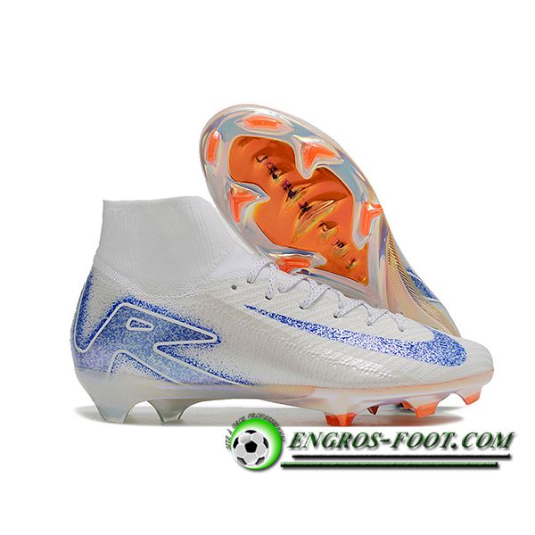 Nike Chaussures de Foot Air Zoom Mercurial Superfly IIX Elite FG Blanc/Bleu
