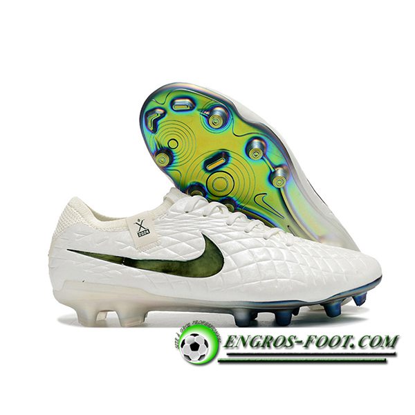 Nike Chaussures de Foot Tiempo Legend X Elite FG Blanc/Vert