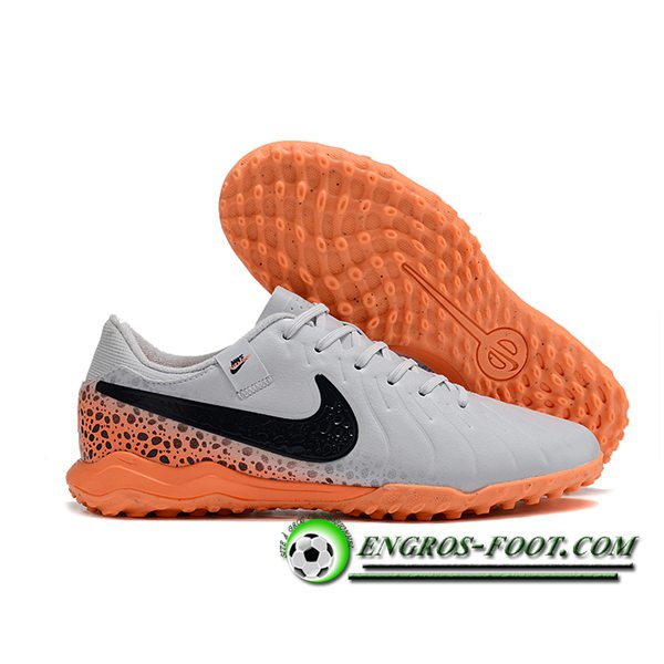 Nike Chaussures de Foot Tiempo Legend X Academy TF Gris/Noir/Orange