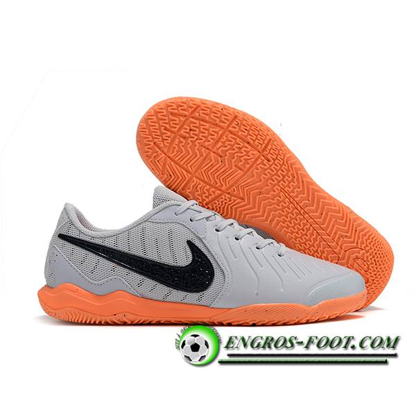 Nike Chaussures de Foot Legend 10 Academy IC Gris/Noir/Orange