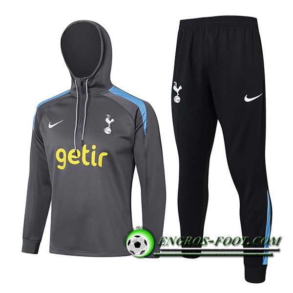 Ensemble Survetement Veste A Capuche Coupe-Vent Tottenham Hotspur Gris Foncé 2024/2025