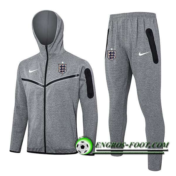 Ensemble Survetement Veste A Capuche Coupe-Vent Angleterre Gris 2024/2025