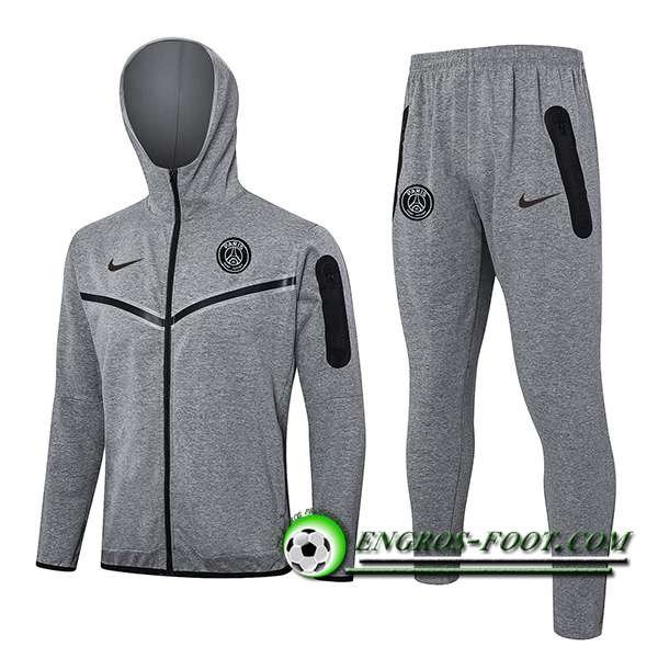 Ensemble Survetement Veste A Capuche Coupe-Vent FC Chelsea Gris 2024/2025