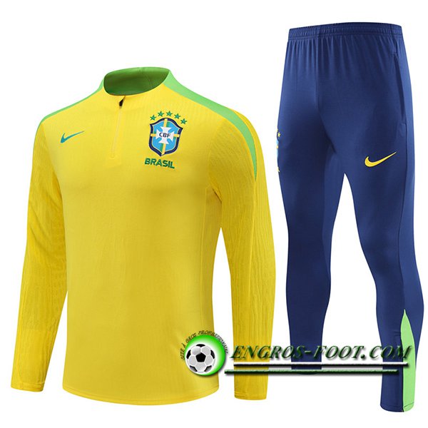 Ensemble Survetement de Foot Brésil Jaune/Vert 2024/2025