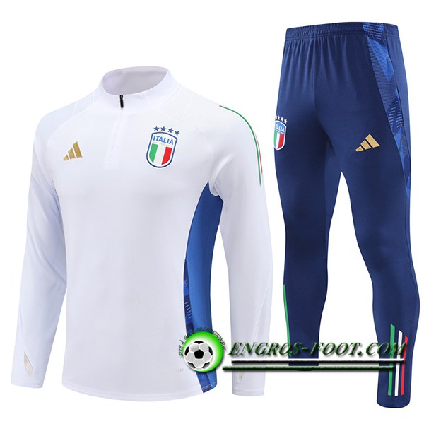 Ensemble Survetement de Foot Italie Blanc/Bleu 2024/2025 -05