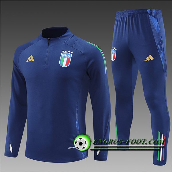 Ensemble Survetement de Foot Italie Enfant Bleu Royal 2024/2025