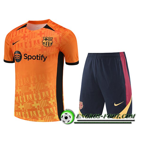 Ensemble Training T-Shirts FC Barcelone Orange/Noir 2024/2025