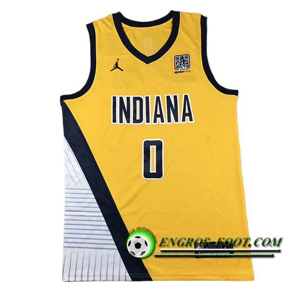 Maillot Indiana Pacers (HALIBURTON #0) 2024/25 Jaune/Blanc/Noir
