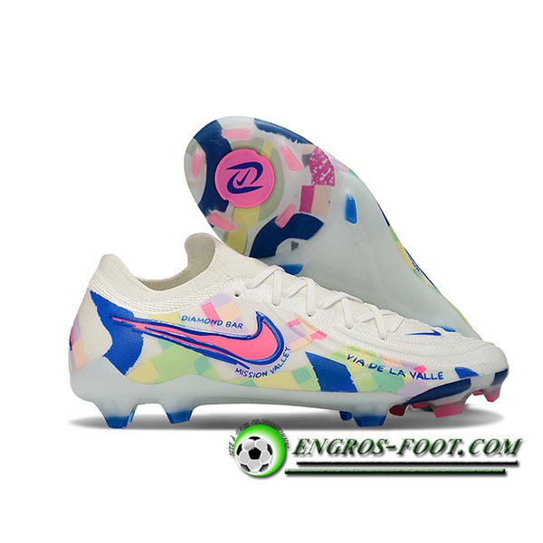 Nike Chaussures de Foot Phantom Luna Elite NU FG Blanc/Bleu/Rose -05